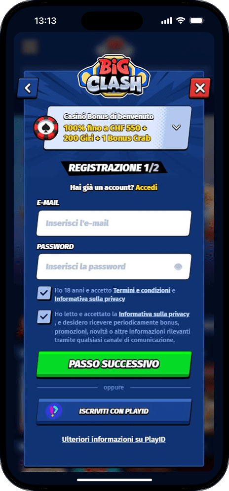 BigClash Registrazione